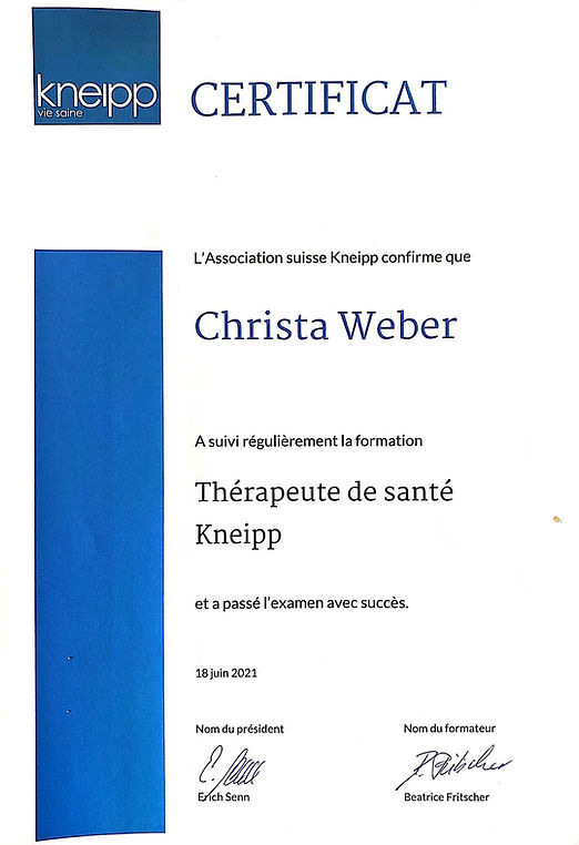 certificat Christa Weber